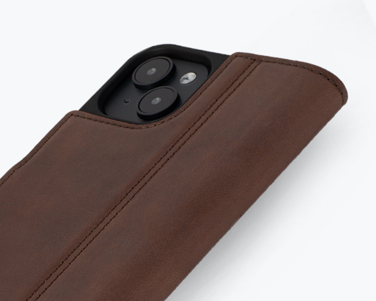 Apple iPhone 15 Plus - Vintage Leather Wallet Phone Case (Side Clasp)