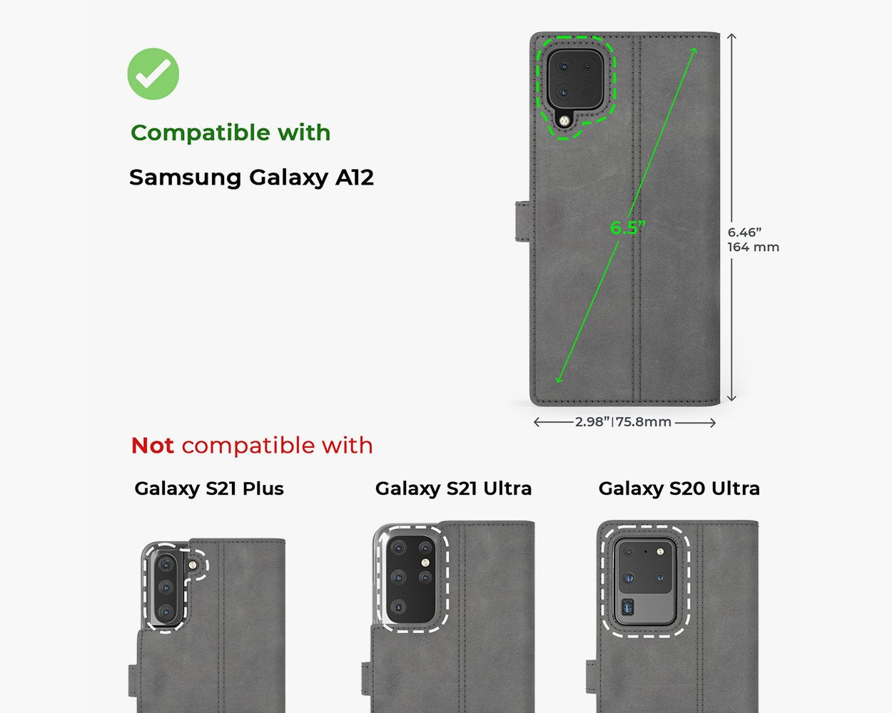 Samsung Galaxy A12 - Vintage Leather Wallet Phone Case