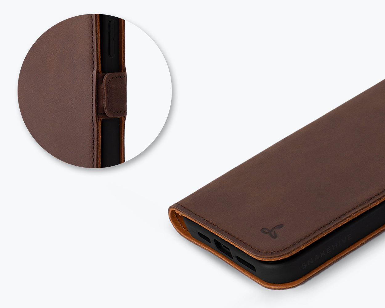 Apple iPhone 15 Plus - Vintage Leather Wallet Phone Case (Side Clasp)